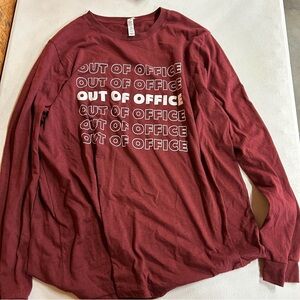 Burgundy 'Out of Office' Long Sleeve Shirt - Size XL
